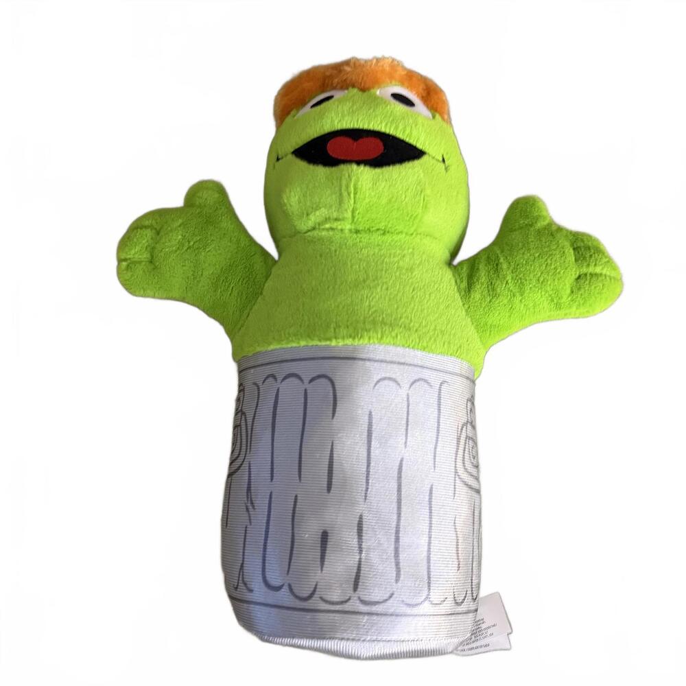 OSCAR THE GROUCH in Garbage Can large 13" Sesame Street Stuffie y2k collectible